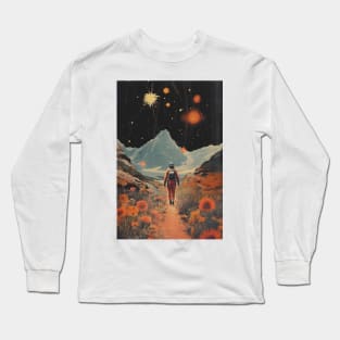 Flower Field in Space - Vintage Art Long Sleeve T-Shirt